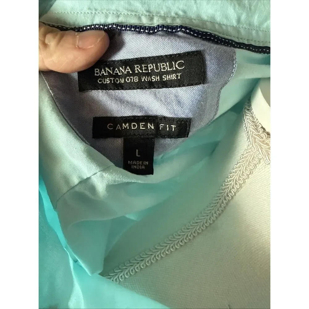 Banana Republic Shirt Mens Large Nantucket Blue 100% Line Camden Fit XX